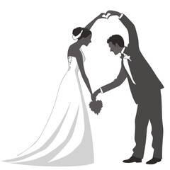 Fototapeta premium A Loving African American Couple on their Wedding Day, Forming a Heart