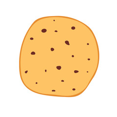 Vanilla chocolate chip cookie dessert. cartoon chocolate chip. bakery, breakfast or snack. vector illustration