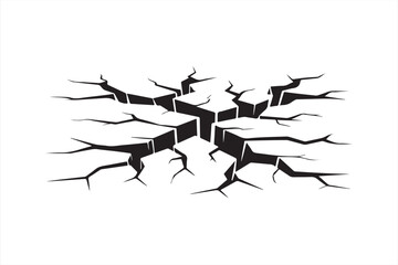 Three-dimensional broken concrete ground vector with realistic cracks and depth