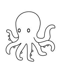 Cute Octopus Line Art Drawing