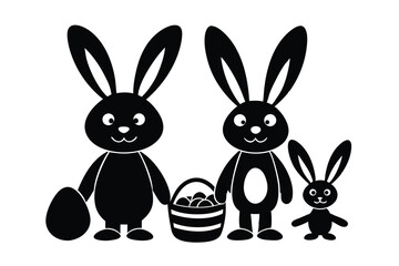 Fototapeta premium Cute bunny family celebrating Easter vector art illustration