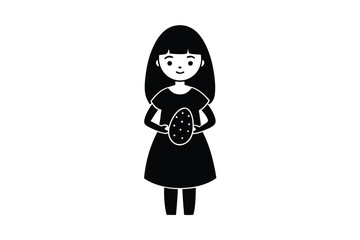 Fototapeta premium Cute chick holding Easter egg vector art illustration
