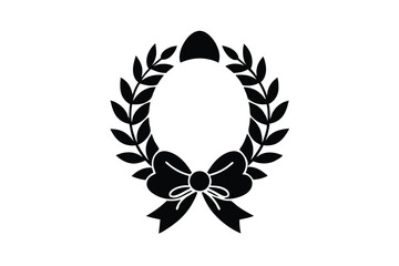 Obraz premium Floral Easter wreath with ribbon bow vector art illustration