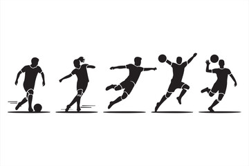 Flat soccer vector icons showcasing male and female players in motion