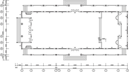 vector illustration of architectural design of interior plan of holy catholic church with classic vintage style