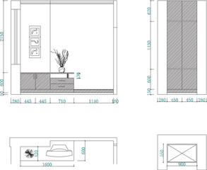 vector illustration of architectural design of interior furniture of modern residential room