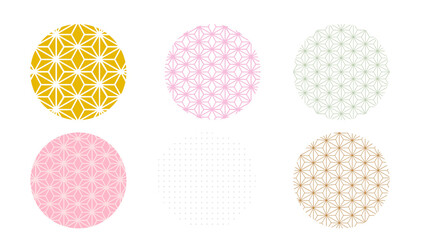 円形和柄の素材セット