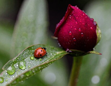 ladybug on a blade of grass - Powered by Adobe