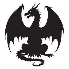 Black Dragon Silhouette Logo – Vector Fantasy Creature Emblem, Dragon vector