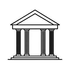 Obraz premium Simple line drawing of a Greek temple