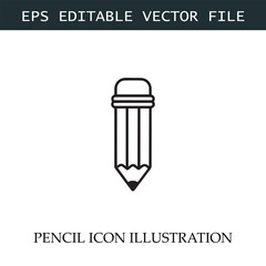 Pencil Icon Black and White Vector Design Image Illustration

