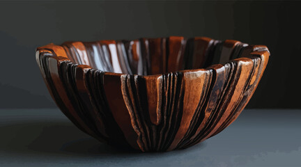 Empty old wooden bowl isolated on a black background
