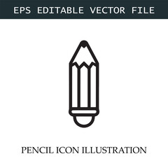 Pencil Icon Black and White Vector Design Image Illustration
