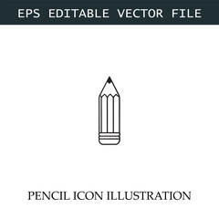 Pencil Icon Black and White Vector Design Image Illustration
