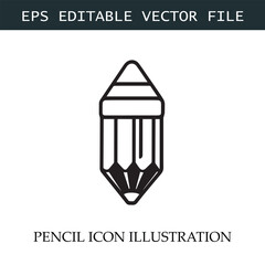 Pencil Icon Black and White Vector Design Image Illustration
