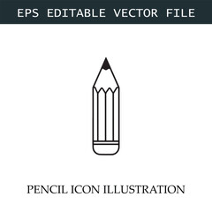 Pencil Icon Black and White Vector Design Image Illustration
