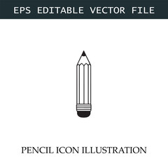 Pencil Icon Black and White Vector Design Image Illustration
