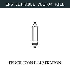 Pencil Icon Black and White Vector Design Image Illustration
