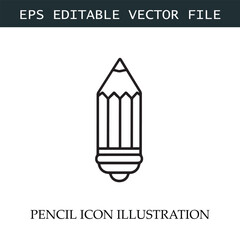Pencil Icon Black and White Vector Design Image Illustration
