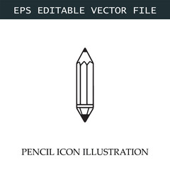 Pencil Icon Black and White Vector Design Image Illustration
