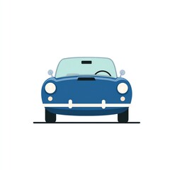 Obraz premium Classic Blue Convertible Car Icon Design, a Vector Art Illustration with a Flat Style, Simple and Elegant.