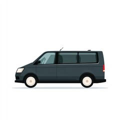 Sleek Dark Minivan Illustration Avectorgraphicdepictionofamodernminivan,darkgrey,sideview,cleanlines,simplebackground