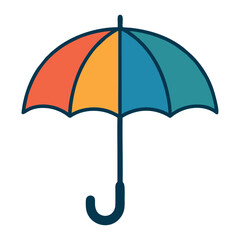 Clean and modern vector logo design featuring a colorful umbrella icon with curved handle. The logo represents protection, shelter, insurance, and travel services. Perfect for branding, company identi © HaiderAi