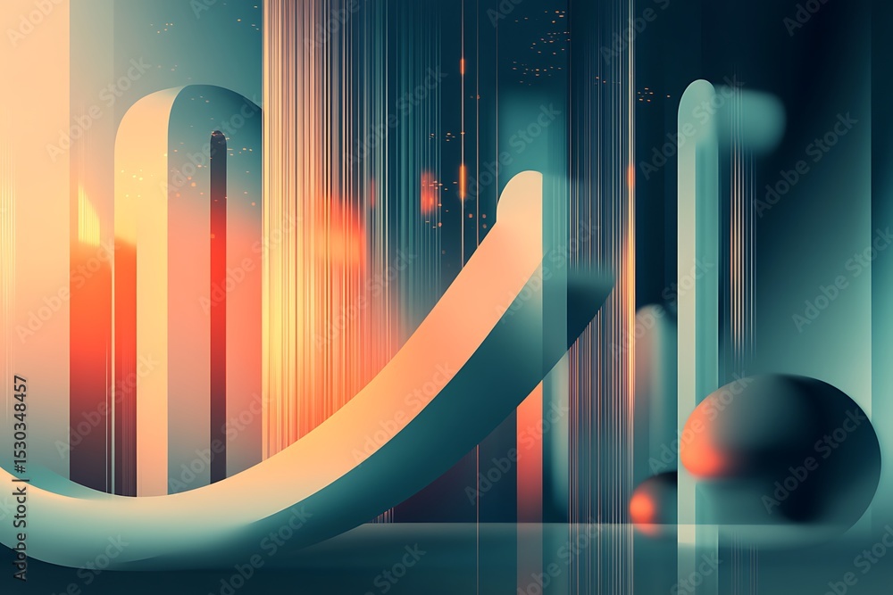 Aufkleber stylized upward curve chart formed with flowing elements.