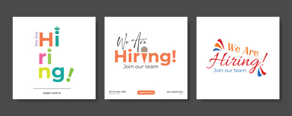 Creative we are hiring job vacancy social media post or Social Media Banner design template, We are hiring job vacancy square web banner layout