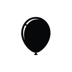 Obraz premium Simple Black Balloon Illustration Party Celebration Element Isolated on White Background