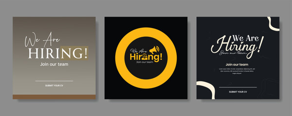 Creative we are hiring job vacancy social media post or Social Media Banner design template, We are hiring job vacancy square web banner layout