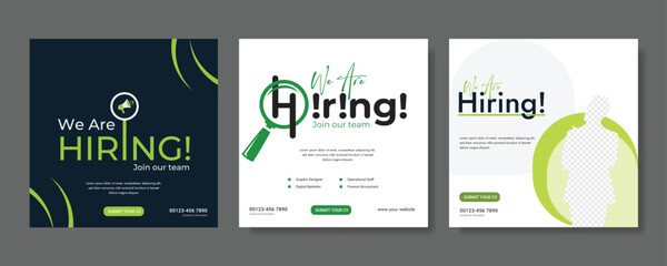 Creative we are hiring job vacancy social media post or Social Media Banner design template, We are hiring job vacancy square web banner layout