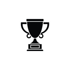 Simple Black Silhouette Illustration of a Trophy on a Podium Style Base