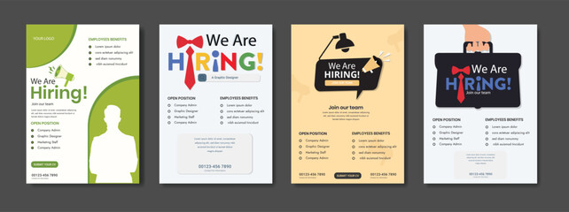 Modern and creative hiring square banner template design for social media post