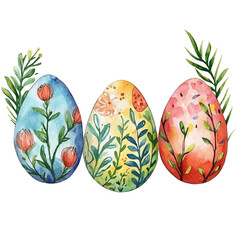 Fototapeta premium watercolor of Easter Egg Decorations, vector, isolated on a white background.