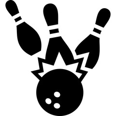 bowling ball hit pin strike and poof comic effect solid or symbol icon