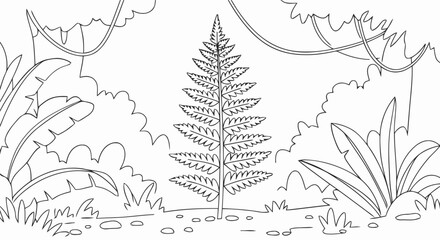 Fototapeta premium Jungle fern coloring page