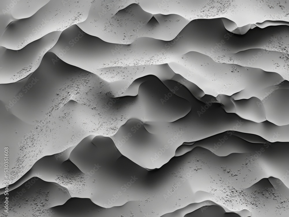 Poster abstract textured gray landscape with flowing curves and depth