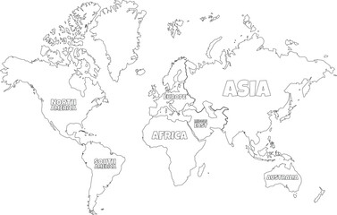 Outline Map of World Continents 