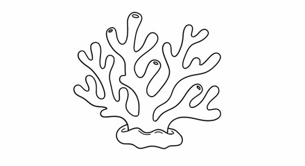 Outline coral reef sea plant