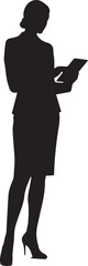 Businesswoman Silhouette Standing with Tablet