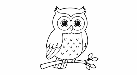 Outline owl perched on branch