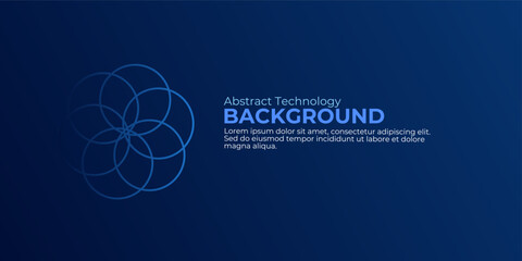 Dynamic abstract blue technology background featuring overlapping circles forming a seed of life pattern, perfect for modern presentations.