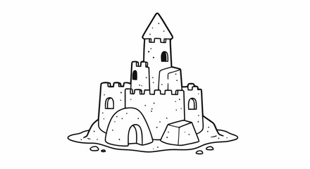 Naklejka premium Sandcastle Coloring Page Outline