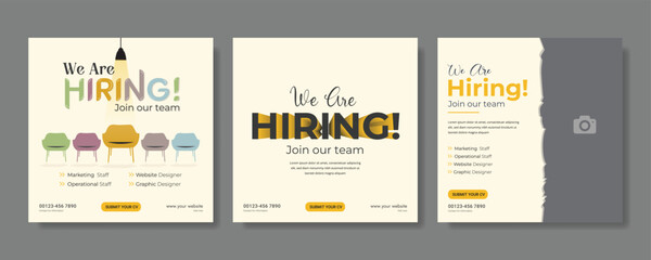 We are hiring job vacancy social media post banner design template. we are hiring background, job vacancy concept