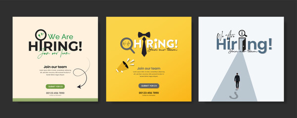We are hiring job vacancy social media post banner design template. we are hiring background, job vacancy concept