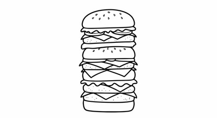 Tall Stacked Burger Outline
