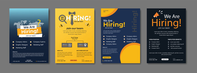 Job vacancy hiring flyer or poster design for social media circular post banner template We are hiring Job advertisement flyer, We are hiring job vacancy poster design