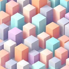 Obraz premium Pastel Isometric 3D Cubes Abstract Background with Soft Shadows