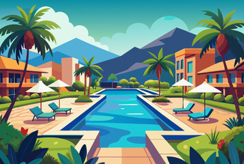 Luxury Tropical Resort with Stunning Pool and Mountain View